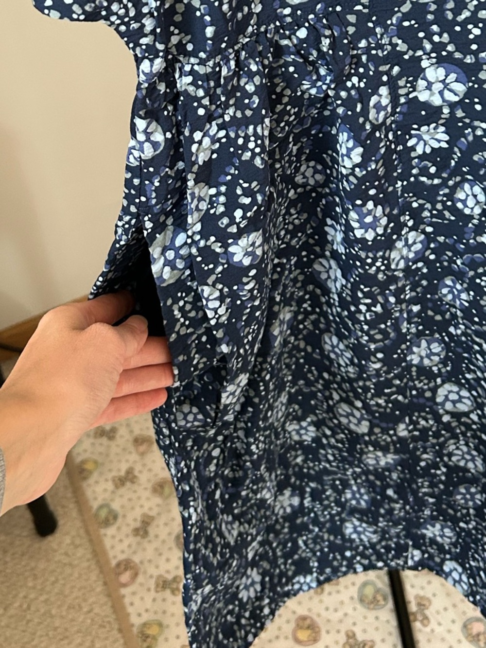 Madewell Button Front V-Neck Floral Mini Dress Blue Large - Picture 5 of 13